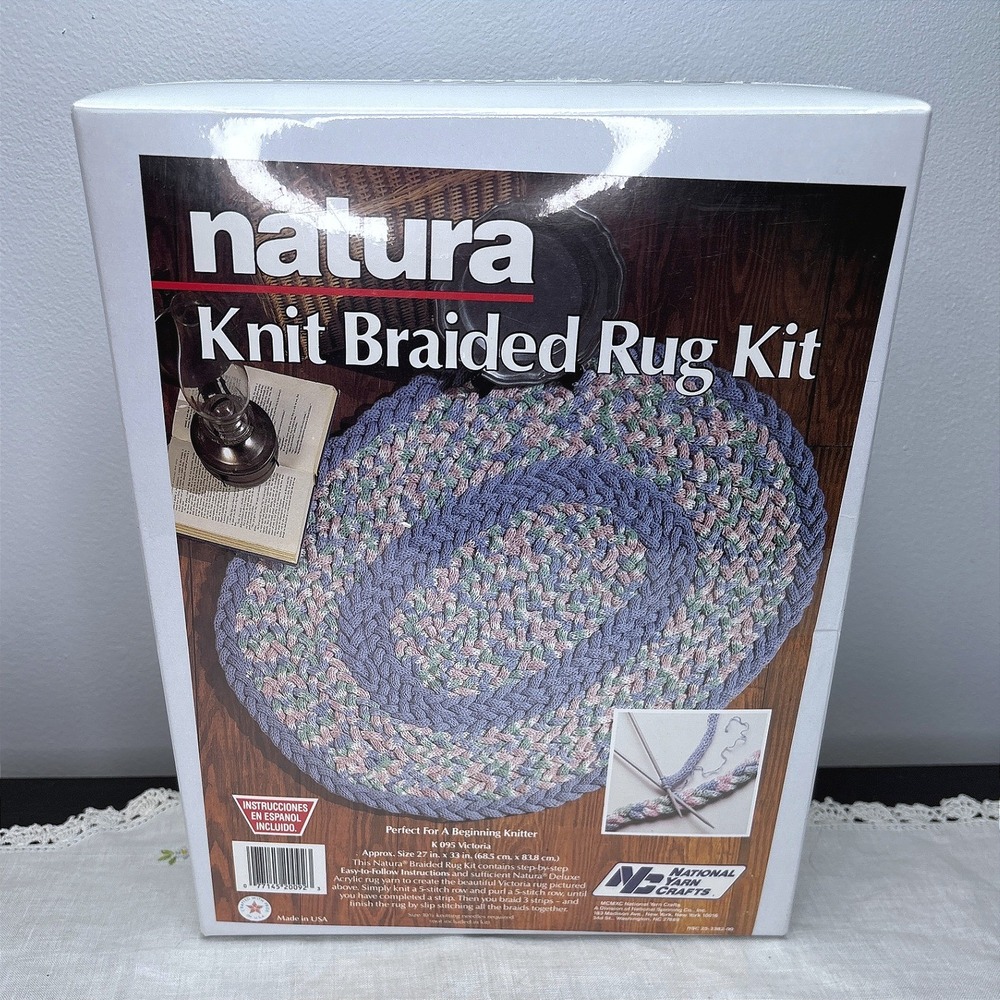 Natura Knit Braided Rug Kit National Yarn Crafts Blue Pink 27x33